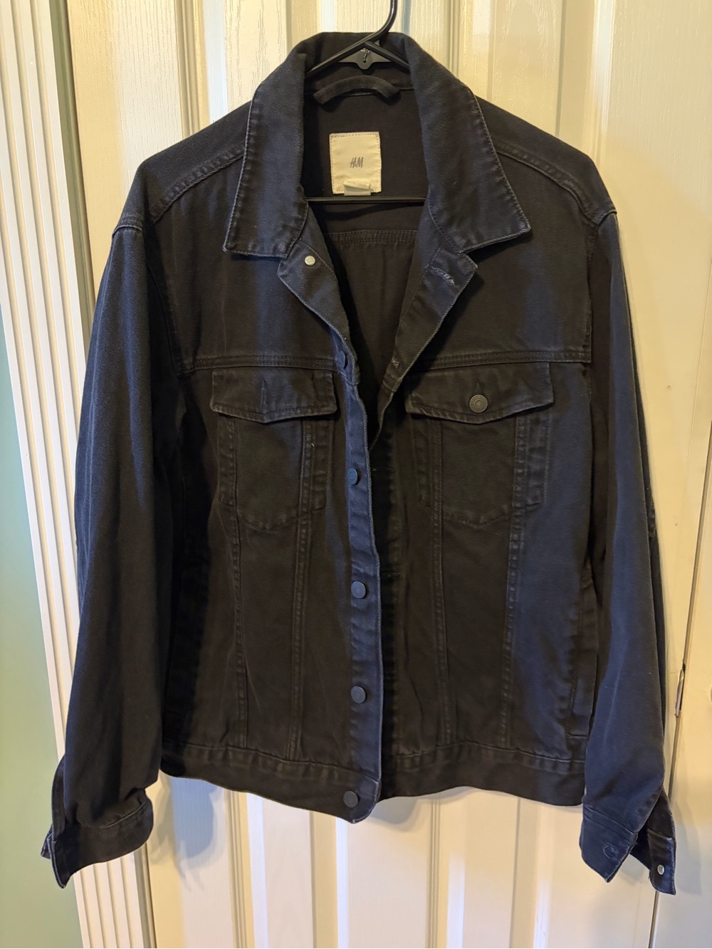 H&M Black Jean Jacket with Button Front